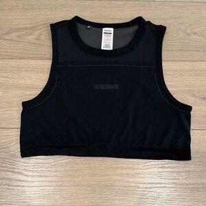 GYMSHARK Black Breeze Seamless Lightweight Crop Tank Active Gym Workout Size S